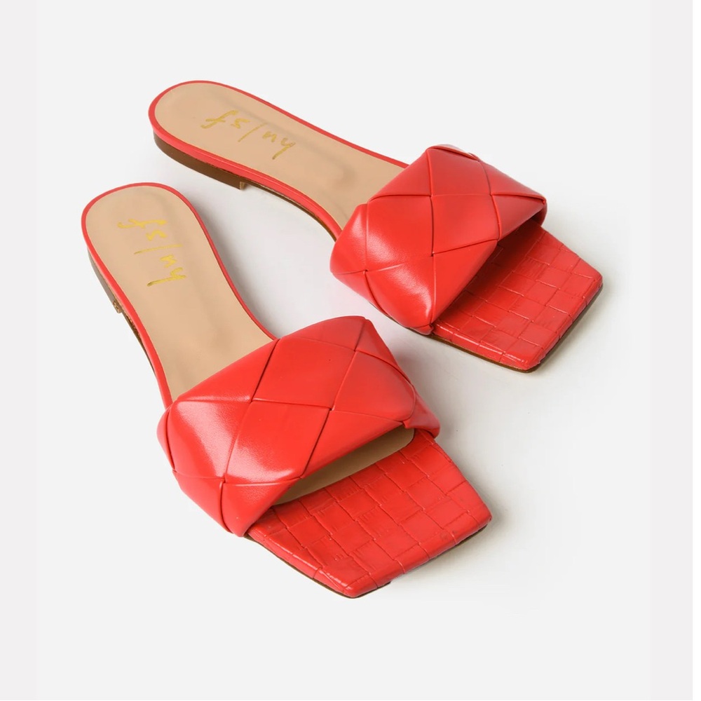 NEW French Sole Jolene Red Quilted Sandals